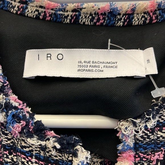 IRO Frannie Tweed Distressed Jacket Blue/Pink -Size 38 - Picture 7 of 14